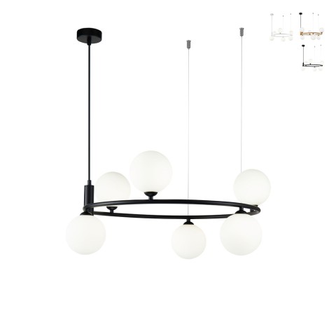 Suspension salon anneau cercle 6 lumières sphères Ring Maytoni Promotion