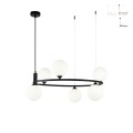 Suspension salon anneau cercle 6 lumières sphères Ring Maytoni Promotion