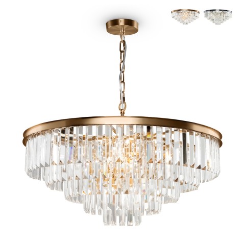 Lustre suspendu classique cristaux verre transparent Revero Maytoni Promotion