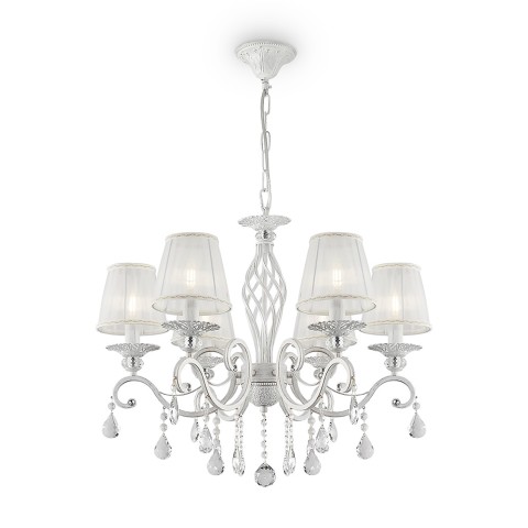 Suspension plafonnier classique blanc avec cristaux Grace Maytoni Promotion