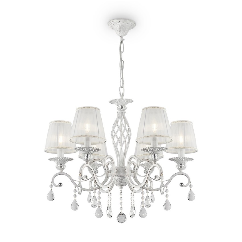 Suspension plafonnier classique blanc avec cristaux Grace Maytoni Promotion Suspension plafonnier classique blanc avec cristaux Grace Maytoni Promotion