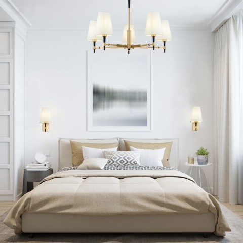 Lustre moderne 5 lumières chandelier abat-jour en tissu Zaragoza Maytoni Promotion