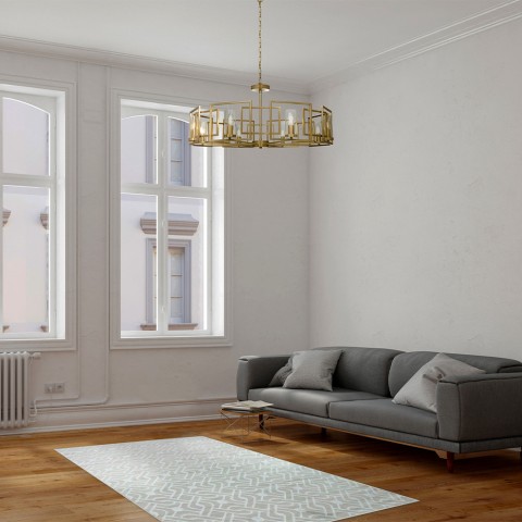 Suspension dorée plafond salon 8 lumières Bowi Maytoni Promotion