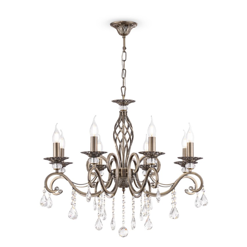 Lustre classique à 8 lumières avec pampilles en cristal Grace Maytoni Promotion Lustre classique à 8 lumières avec pampilles en cristal Grace Maytoni Promotion