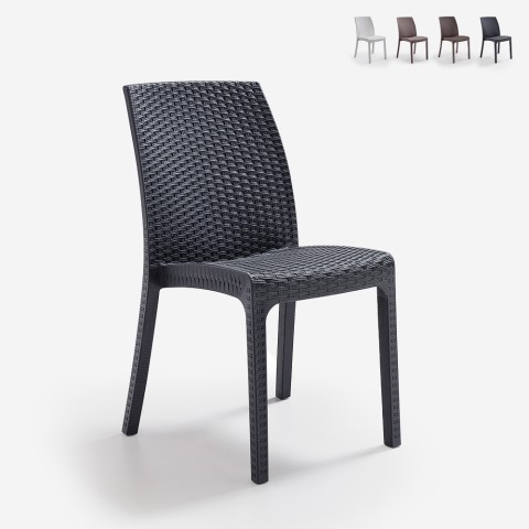 Chaise en polyrotin empilable pour bar jardin intérieur extérieur Virginia BICA