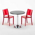 Table Ronde Noire 70x70cm Avec 2 Chaises Colorées Grand Soleil Set Intérieur Bar Café B-Side Ghost Modèle