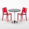 Table Ronde Noire 70x70cm Avec 2 Chaises Colorées Grand Soleil Set Intérieur Bar Café B-Side Ghost Modèle