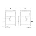 Meuble buanderie 2 portes avec bac et planche à laver 60x50 cm Edilla Montegrappa Dimensions