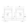 Meuble buanderie 2 portes avec bac et planche à laver 60x50 cm Edilla Montegrappa Dimensions
