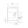 Meuble de buanderie 60x60 cm 2 portes avec lavabo Edilla Montegrappa Dimensions