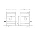 Meuble-lavabo de buanderie 60x50cm 2 portes avec bac et planche Edilla Montegrappa Dimensions