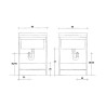 Meuble-lavabo de buanderie 60x50cm 2 portes avec bac et planche Edilla Montegrappa Dimensions