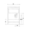 Meuble buanderie Edilla Montegrappa avec bac et planche, 60x60 cm, 2 portes Dimensions