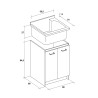 Meuble lave-mains 2 portes 60x60 cm avec lavabo et planche en bois Edilla Montegrappa Choix