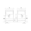 Lavabo avec meuble 2 portes 60x50cm lavabo planche en bois Edilla Montegrappa Dimensions
