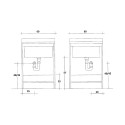 Meuble sous-lavabo à 2 portes 60x50cm avec cuve et planche en bois Edilla Montegrappa Dimensions