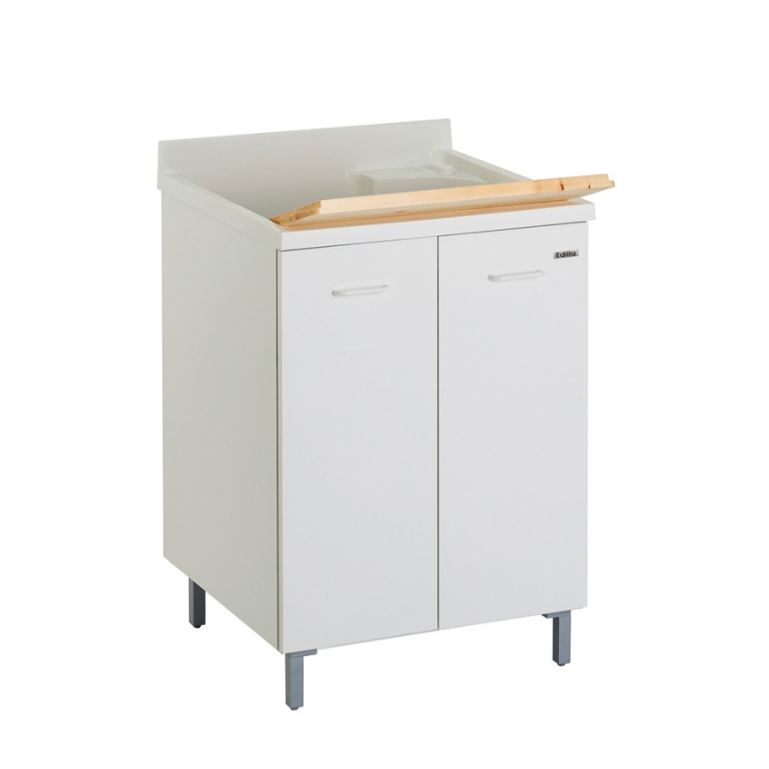 Meuble buanderie avec lavabo en bois, 2 portes 60x60 cm Edilla Montegrappa Promotion