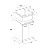 Meuble buanderie avec lavabo en bois, 2 portes 60x60 cm Edilla Montegrappa Choix