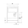 Meuble buanderie avec lavabo en bois, 2 portes 60x60 cm Edilla Montegrappa Dimensions