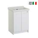 Lavabo 63x50 cm en céramique avec 2 portes et planche en bois Acqua Edilla Offre