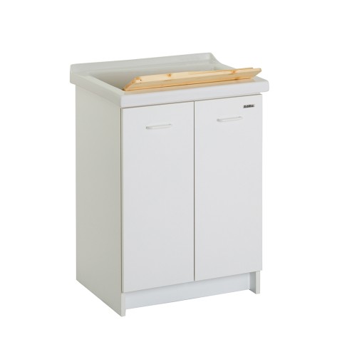 Lavabo 63x50 cm en céramique avec 2 portes et planche en bois Acqua Edilla Promotion