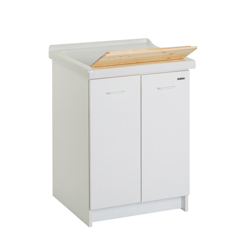 Meuble de buanderie mobile 63x60 cm avec lavabo en céramique 2 portes Acqua Edilla Promotion Meuble de buanderie mobile 63x60 cm avec lavabo en céramique 2 portes Acqua Edilla Promotion
