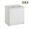 Meuble lave-main céramique 2 portes 83x60cm avec planche en bois Acqua Edilla Offre