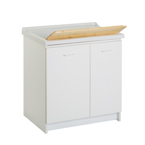 Meuble lave-main céramique 2 portes 83x60cm avec planche en bois Acqua Edilla Promotion