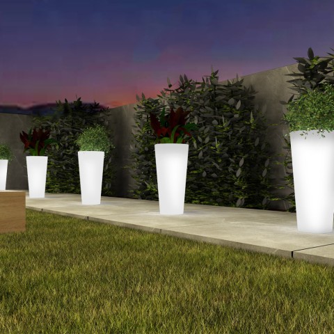 Vase haut lumineux solaire 102 cm éclairage de jardin extérieur LED RVB Arkema Tondo Promotion