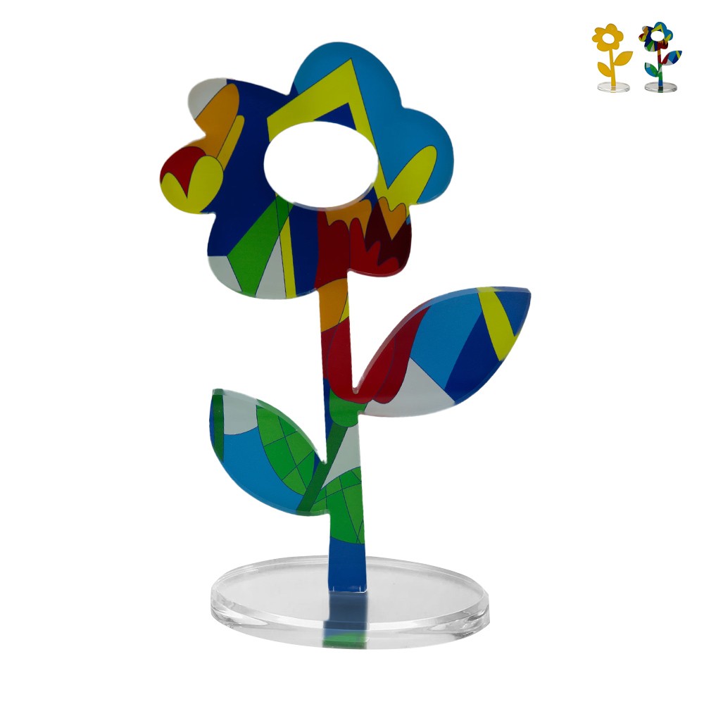 Objet déco fleur colorée style pop art pour étagère de salon Margherita