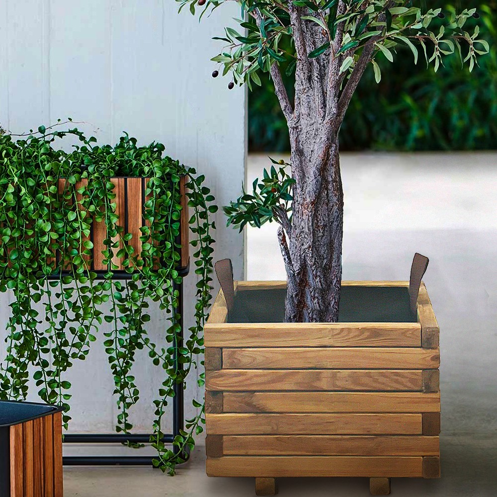 Jardinière en bois 40x40 cm pour plantes, jardin, terrasse extérieure Gladys