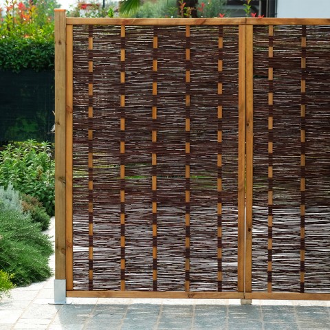 Panneau brise-vue jardin en bois de saule tressé 115x180cm Promotion
