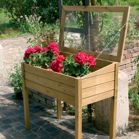 Serre en bois pour semis 50x100cm jardinière surélevée pour plantes de jardin Basil Promotion