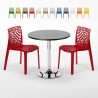 Table Ronde Noire 70x70cm Avec 2 Chaises Colorées Grand Soleil Set Intérieur Bar Café Gruvyer Cosmopolitan Modèle