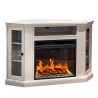 Cheminée électrique d'angle sur pied en bois blanc L126 x P78 x H83 Madison Remises