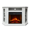 Cheminée électrique d'angle sur pied en bois blanc L126 x P78 x H83 Madison Réductions