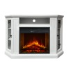 Cheminée électrique d'angle sur pied en bois blanc L126 x P78 x H83 Madison Réductions