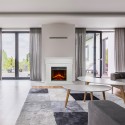 Cheminée électrique sur pied avec cadre en bois blanc Cambridge Promotion