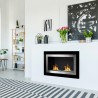 Cheminée murale encastrable à bioéthanol, design moderne en verre noir et acier Pechino Promotion