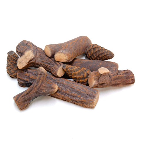 Set de 9 bûchettes en céramique bois décoratif pour cheminée à bioéthanol Promotion