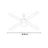 Ventilateur de plafond 4 pales avec lumière 70W en bois style classique Wind Vente