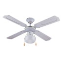 Ventilateur de plafond blanc avec lumière 4 pales en bois 105 cm Salig Promotion