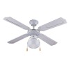 Ventilateur de plafond blanc avec lumière 4 pales en bois 105 cm Salig Promotion