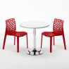 Table Ronde Blanche 70x70cm Avec 2 Chaises Colorées Grand Soleil Set Intérieur Bar Café Gruvyer Long Island 