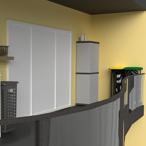 Armoire avec 1 porte pour usage externe interne 4 étagères pour balais Hillie