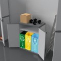 Meuble poubelle pour tri sélectif avec 3 sacs et étagère Dech Promotion