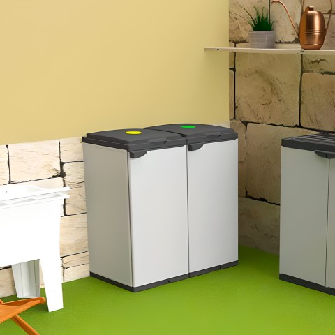 Poubelle de tri sélectif avec 2 porte-sacs à déchets Mr.C Bis Promotion