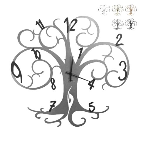 Horloge murale artisanale en métal Arbre de Vie 60x55 cm Ceart Promotion