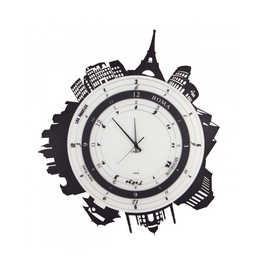 Horloge murale ronde moderne en verre et métal Città Ceart Promotion