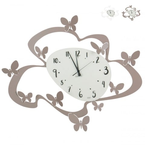 Horloge murale moderne en métal et verre fait main Papillons Ceart Promotion